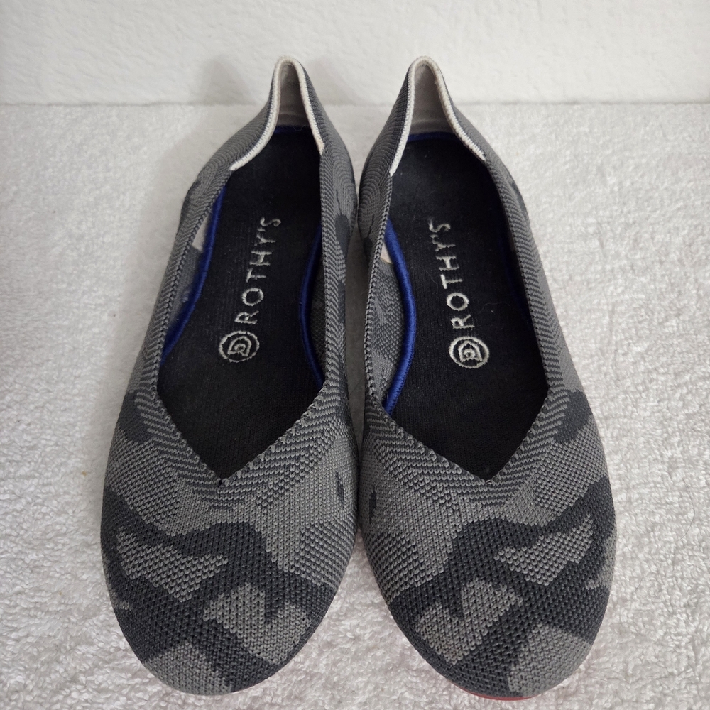 Rothy's Gray Camo Knit Ballet Flats Women's Size 8 Round Toe - Picture 2 of 13